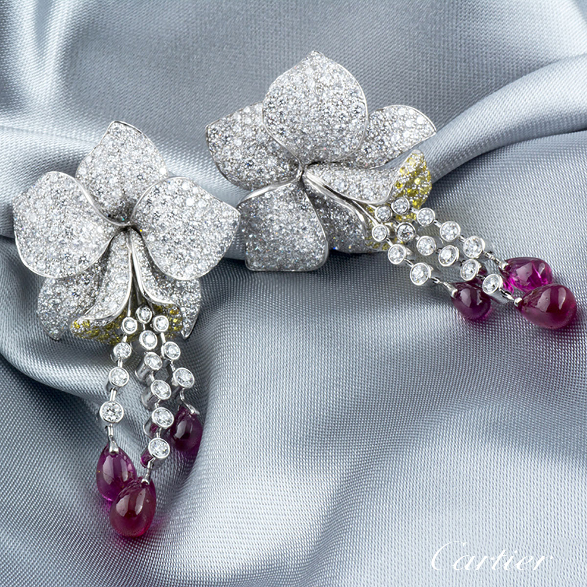 cartier orchid diamond earrings